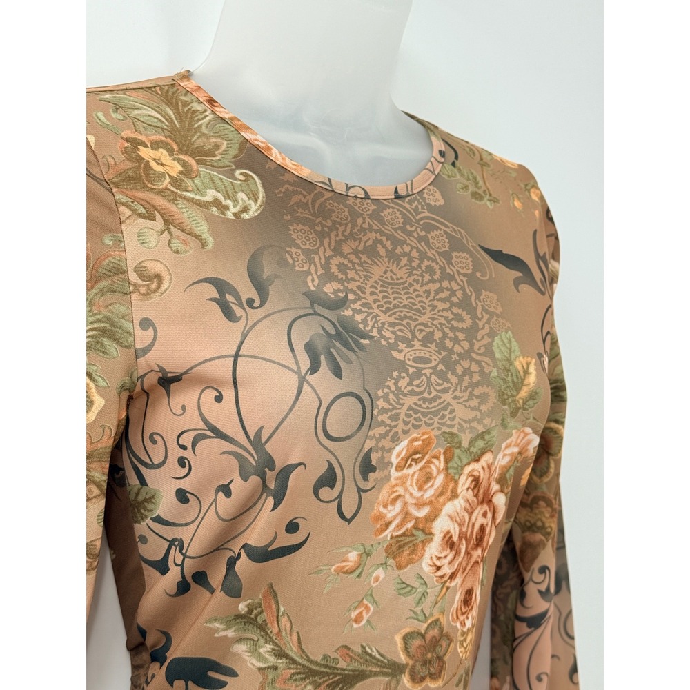 Vtg Y2K Eye-shadow sheer Top Womens sz M fairy grunge romantic whimsigoth floral - Picture 2 of 8